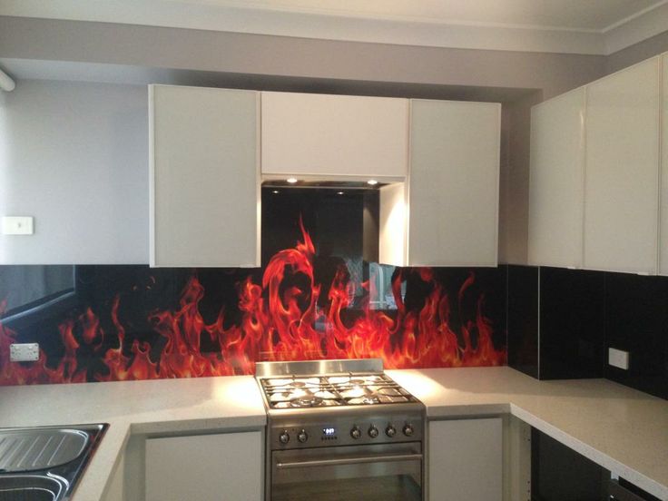 Printed glass kitchen splashback design